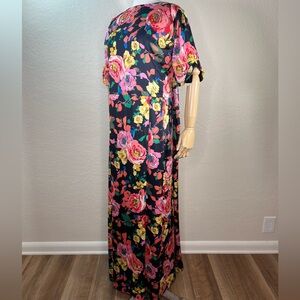 Vintage Floral Cascading Cocktail Semi Sheer House Dress MuuMuu Medium/Large